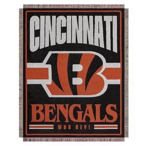FOCO NFL Team Logo Woven Tapestry - 46" x 60" Cincinnati BENGALS #WHO DEY! NWT